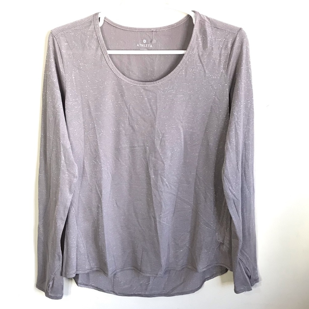 Athleta shimmer top with thumb holes Size L